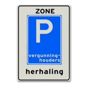 VERKEERSBORD E09ZH HERHALING ZONE PARKEREN VERGUNNINGHOUDERS